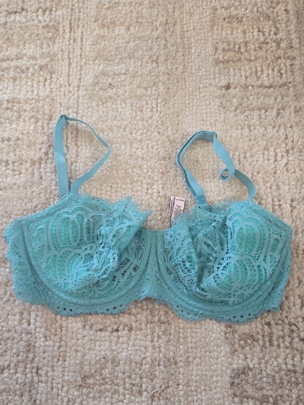 Victoria's Secret Teal Lace Balconette Bra 34DD